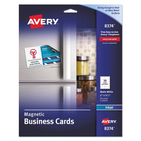 AVERY DENNISON Magnetic Business Cards, 2x3.5, PK30 8374